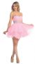 Strapless Beaded Mesh Short Prom Party Dress in Pink